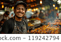 A street vendor selling fresh tacos al pastor. 119242794