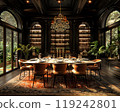 A virtual reality experience of a stylish dining room. 119242801