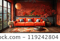 A beautifully decorated home interior for Lunar New Year. 119242804