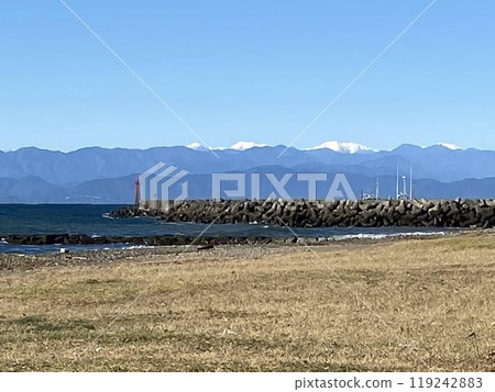 View of the Southern Alps from Toi Beach View of the Southern Alps from Toi Beach 119242883