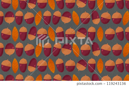 排列橡子和葉子的圖案(綠色) 排列橡子和葉子的圖案(綠色) 119243136