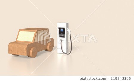 The car wood and ev station for technology concept 3d rendering. The car wood and ev station for technology concept 3d rendering. 119243396