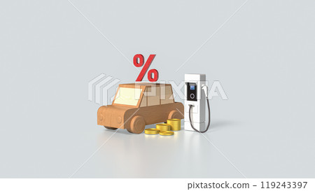 The car wood and ev station for tax concept 3d rendering. The car wood and ev station for tax concept 3d rendering. 119243397