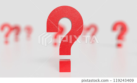 The red question mark on white background 3d rendering. 119243409