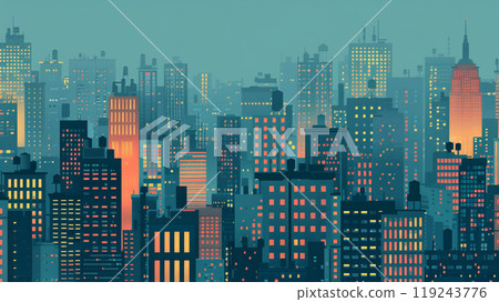 一座建築物林立的大城市的景觀圖 119243776