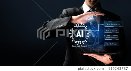 Human interact with AI artificial intelligence brain process generative AI FaaS 119243787