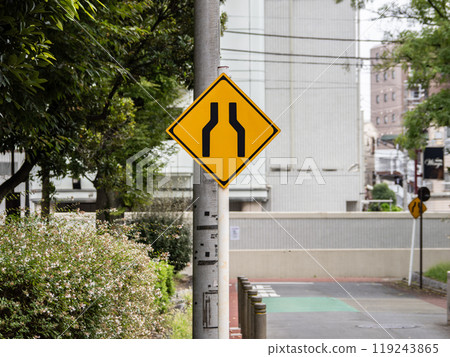 Road sign Warning sign 212 “Width reduction” 119243865