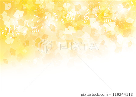 Dancing ginkgo leaves with musical notes and autumnal themes (autumn leaves) 119244118