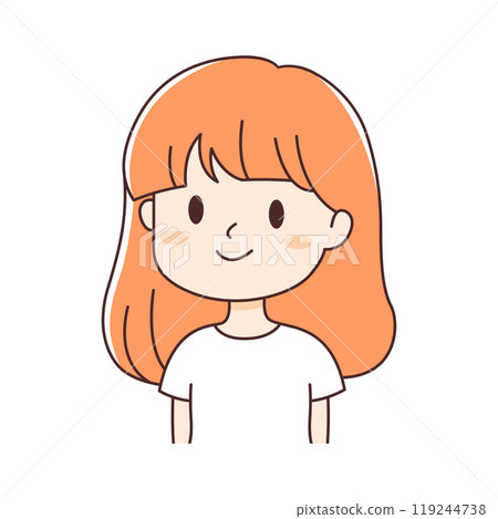 Cute Beautiful Young Girl Cartoon Character with Smiling Expression Cute Beautiful Young Girl Cartoon Character with Smiling Expression 119244738