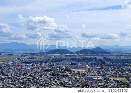 View of Omihachiman city from Mount Hachiman in Shiga Prefecture View of Omihachiman city from Mount Hachiman in Shiga Prefecture 119245102