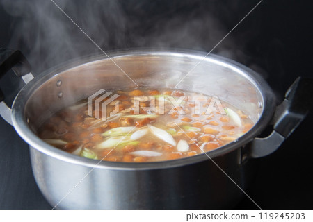 Large pot of Nameko soup 119245203