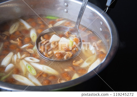 Large pot of Nameko soup Large pot of Nameko soup 119245272