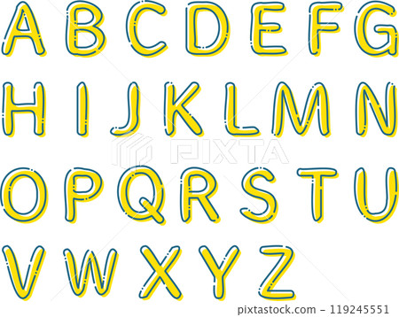 Blue dashed yellow alphabet set 119245551