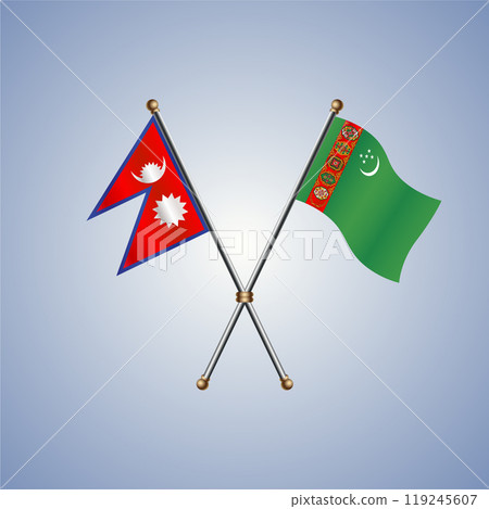 Nepal and Turkmenistan flags. Vector Illustration Nepal and Turkmenistan flags. Vector Illustration 119245607