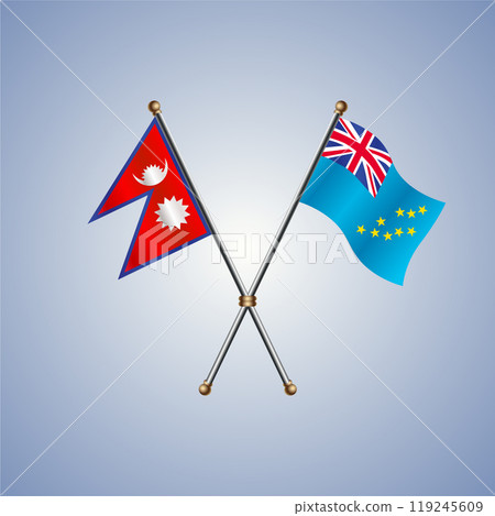 Nepal and Tuvalu flags. Vector Illustration 119245609