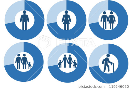 圓餅圖圖形素材圖示插圖集 119246020