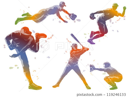 棒球向量剪影插圖集 119246133