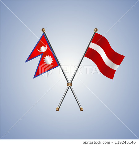 Nepal and Latvia flags. Vector Illustration Nepal and Latvia flags. Vector Illustration 119246140