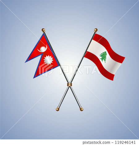 Nepal and Lebanon flags. Vector Illustration Nepal and Lebanon flags. Vector Illustration 119246141