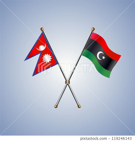 Nepal and Libya flags. Vector Illustration 119246143