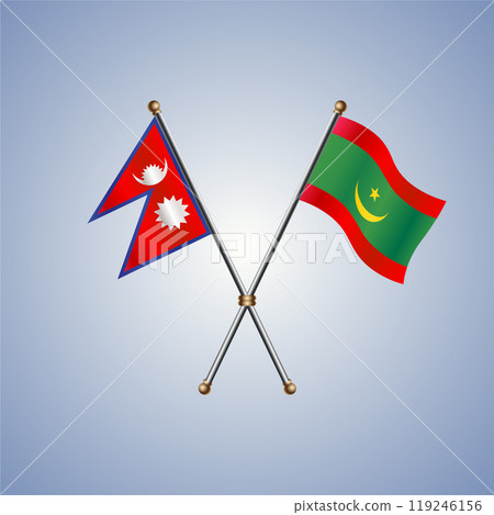 Nepal and Mauritania flags. Vector Illustration 119246156