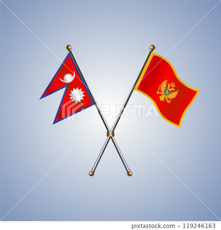 Nepal and Montenegro flags. Vector Illustration Nepal and Montenegro flags. Vector Illustration 119246163