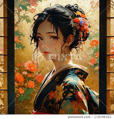 A woman in a kimono 119246382
