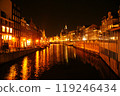 Canals of Amsterdam, Netherlands, illuminated at night 119246434