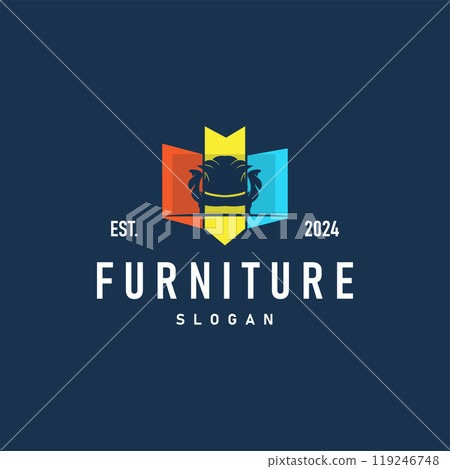 Simple elegant minimalist home interior furniture logo design illustration template Simple elegant minimalist home interior furniture logo design illustration template 119246748