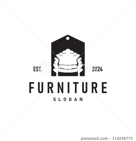 Simple elegant minimalist home interior furniture logo design illustration template 119246775