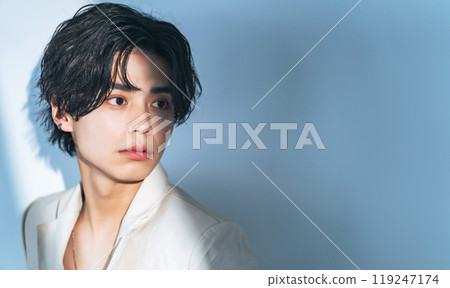 Male portrait, genderless makeup, men's cosmetics, skin care 119247174