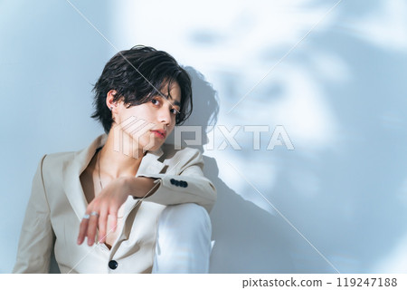 Male portrait, genderless makeup, men's cosmetics Male portrait, genderless makeup, men's cosmetics 119247188