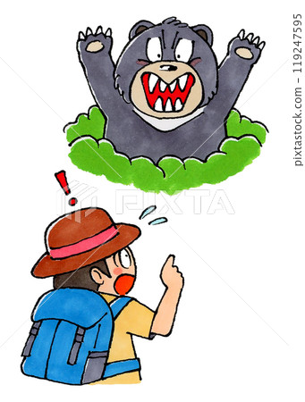 一名男子遭遇一隻憤怒的黑熊 119247595
