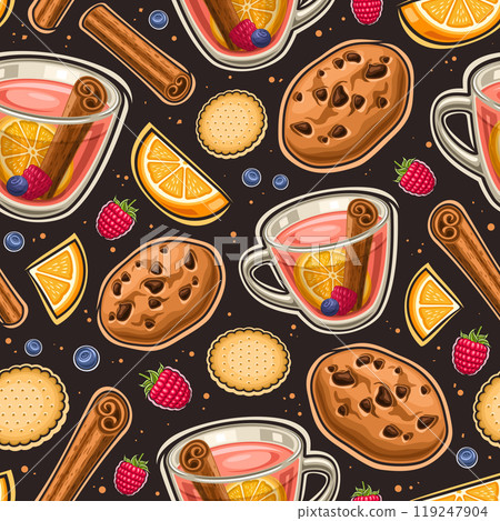 Vector Fruit Tea seamless pattern 119247904
