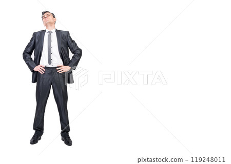 Self confident man in elegant suit. White background. 119248011