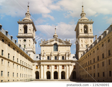 Facade of the Basilica of Monastery San Lorenzo del Escorial 119248091