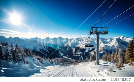 [AI圖像]晴天滑雪場的圖像 119248207