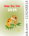 Cute snake (Mi) parent and child New Year's card 119248814