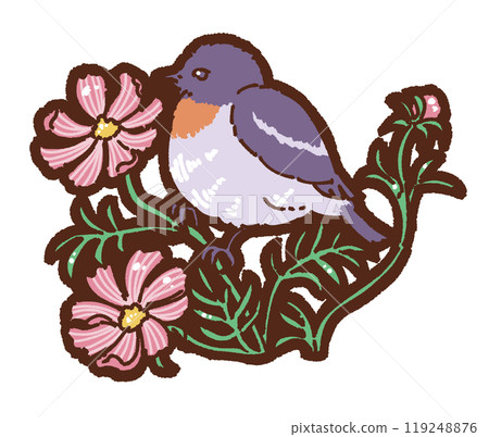 秋季野鳥插畫：鶲 119248876