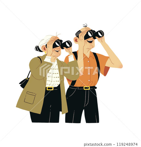 Senior couple looking through binoculars 119248974