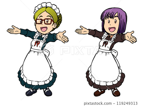 女傭微笑張開雙臂1 女傭微笑張開雙臂1 119249313