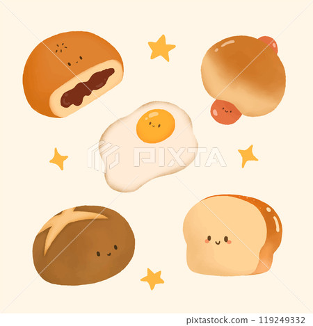 Bread bun and breakfast vector illustration 119249332