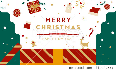 Christmas advertising background template (green) decorated with gift boxes, snowman and Santa Claus Christmas advertising background template (green) decorated with gift boxes, snowman and Santa Claus 119249335