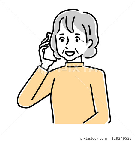 高級女性在智慧型手機上交談 高級女性在智慧型手機上交談 119249523