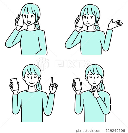 Young woman with smartphone set Young woman with smartphone set 119249606