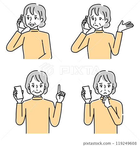 Senior women's set with smartphone Senior women's set with smartphone 119249608