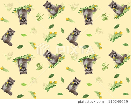 Raccoon seamless pattern B-4' Raccoon seamless pattern B-4' 119249629