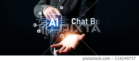 Human interact with AI artificial intelligence virtual assistant FaaS 119249757