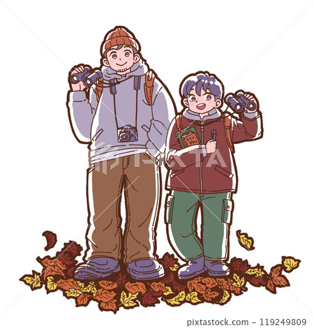 父母與孩子觀鳥插畫集 119249809