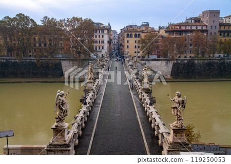 View of the Sant'Angelo Bridge and the city over the Tiber River from Castel Sant'Angelo in Rome, Lazio, Italy, Southern Europe View of the Sant'Angelo Bridge and the city over the Tiber River from Castel Sant'Angelo in Rome, Lazio, Italy, Southern Europe 119250053